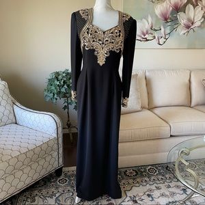 Jovani Black Evening Gown Dress Embedded With Gold Sequins And Beading